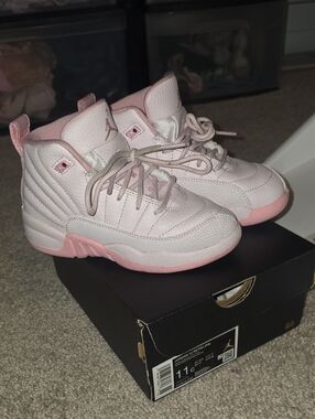 Jordan Kids Pink Retro 12 Sneakers